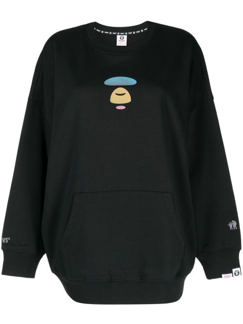 Logo-patch cotton sweatshirt - Black