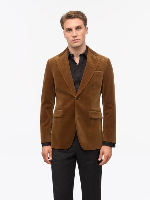 Tiger of Sweden Schmale Samtblazer, Bovini Brown, Slim fit, Herren