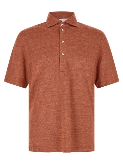 Linen-Cotton Jersey Polo Shirt — Orange