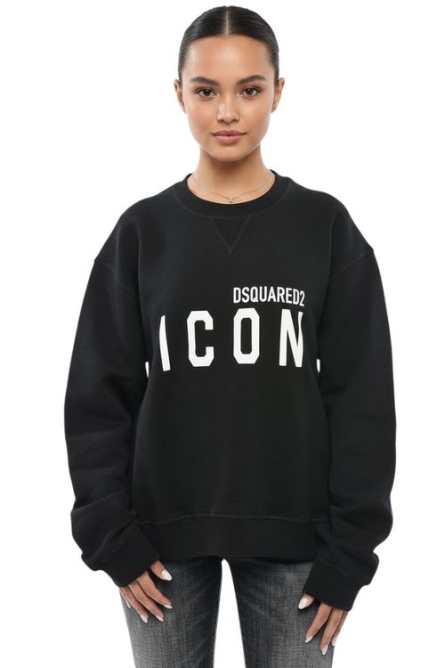Black Graphic Crew Neck Sweatshirt