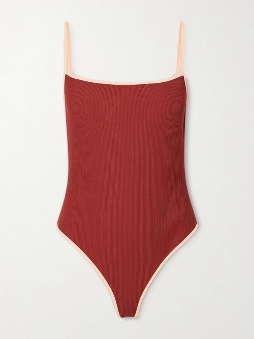 Tropical Gaucha Ribbed Recycled Swimsuit - Burgundy
