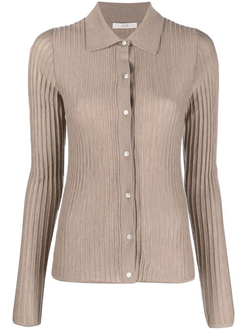 Ribbed-knit cashmere cardigan - Brown