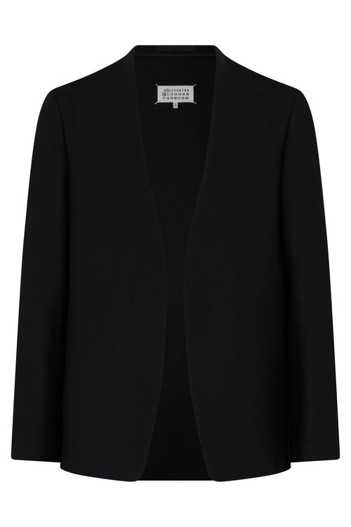 Open Virgin Wool Jacket with Minimalist Open Collar