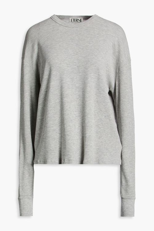 Waffle-knit top - Gray - M