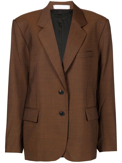 Colour-block oversized blazer - Brown