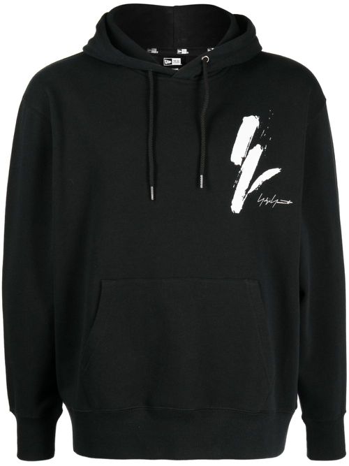 X New Era logo-print cotton hoodie - Black