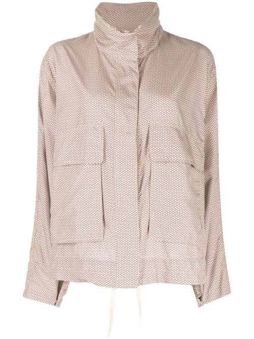 Geometric print windbreaker jacket - Neutrals