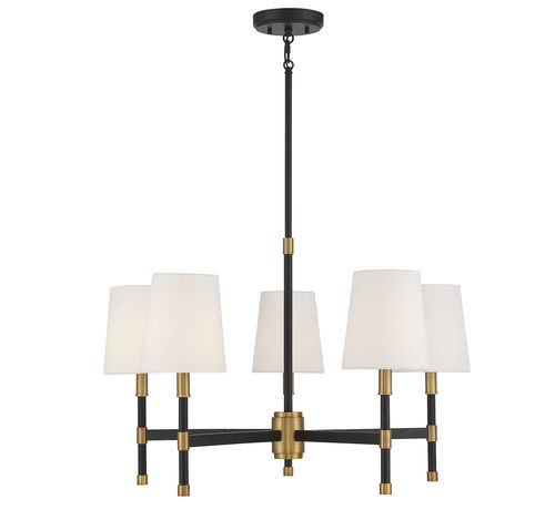 Brody 5-Light Chandelier in Matte Black with Warm Brass Accent