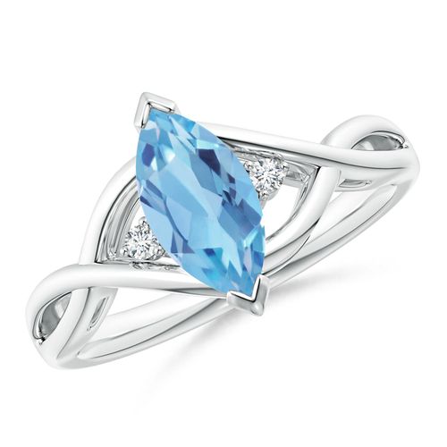 Angara 1.2 Carats Criss-Cross Marquise Swiss Blue Topaz Solitaire Ring in Platinum
