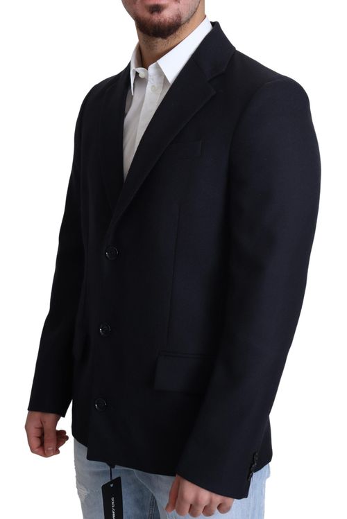 Virgin Wool Single-Breasted Jacket — Navy