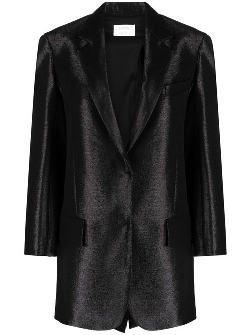 Single-breasted metallic-finish blazer - Black