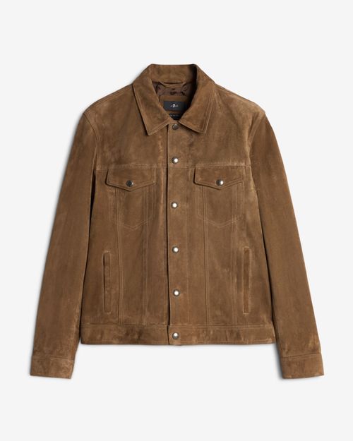 Suede Trucker Jacket In Chestnut