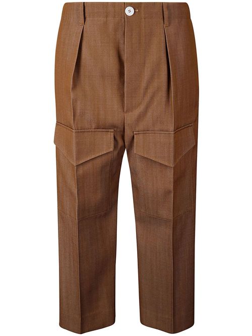 Pleat-detailing straight trousers - Brown