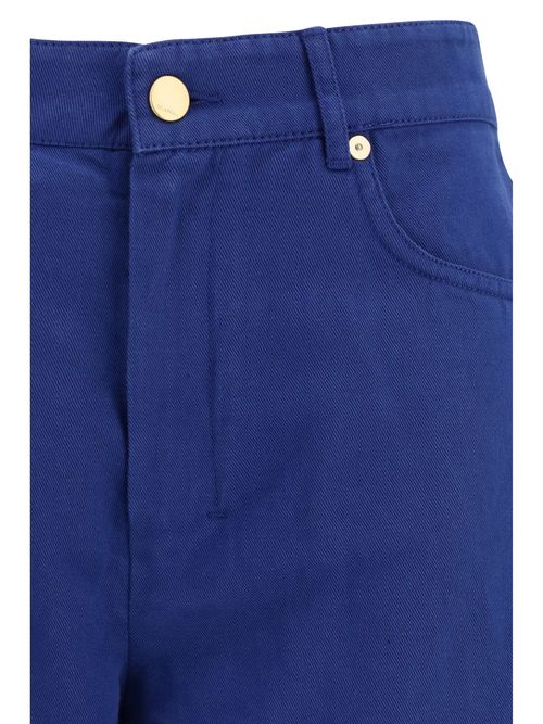 Cotton-Linen Blend Trousers — Blue
