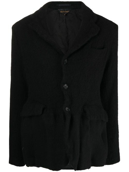 Felted-finish single-breasted blazer - Black