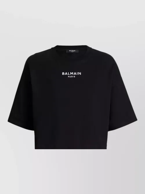 Balmain - cropped crew neck nylon silk top