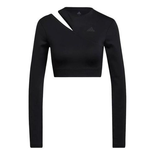 (WMNS) Solid Color Sports Gym Long Sleeves Black