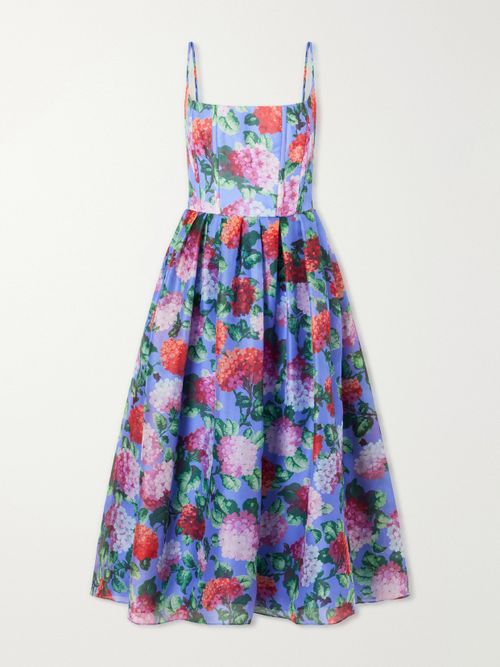 Floral-print Silk-crepe Midi Dress - Multi