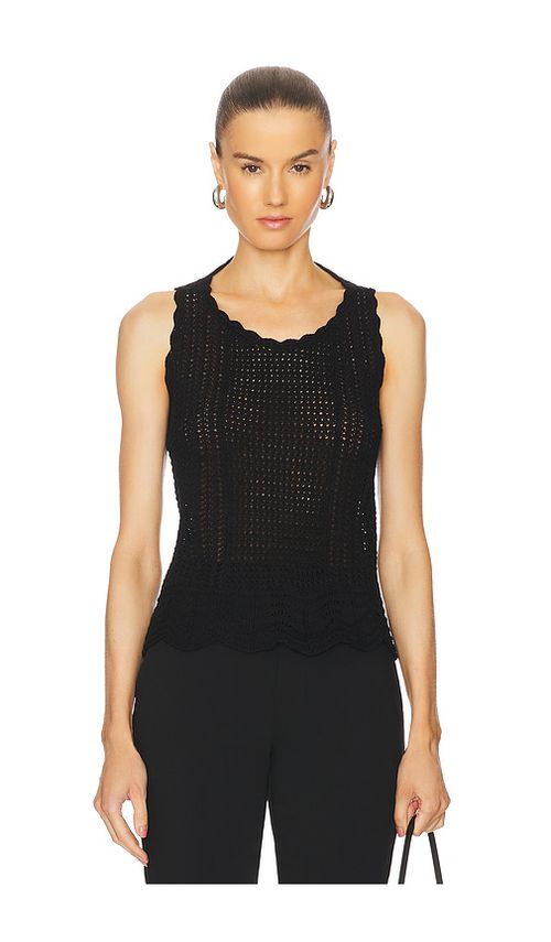 Norma Kamali Scoop Neck Tank Crochet Top in Black. -  XXS also in