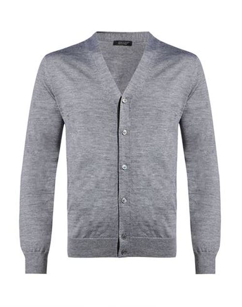 Man Cardigan Grey Size 40 Cashmere, Silk