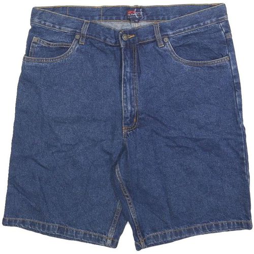 MC PANTHON Mens Denim Blue Casual Shorts L W36 Comfortable Fit Cotton Blend