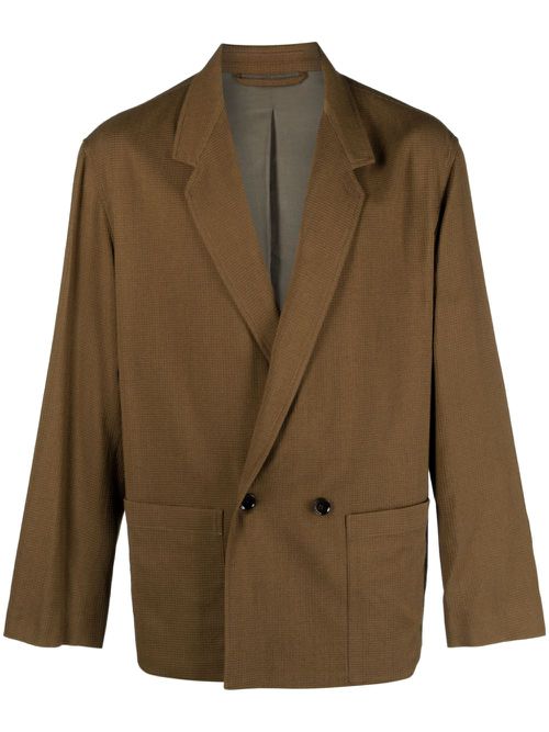 Notched-lapel double-breasted blazer - Brown
