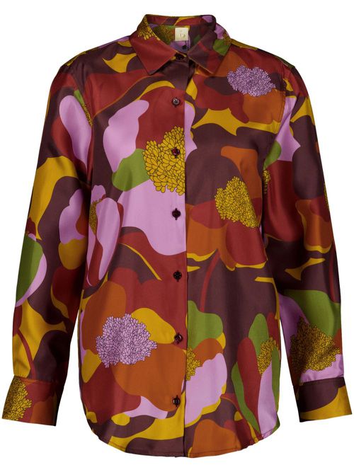 Floral-print silk shirt - Brown