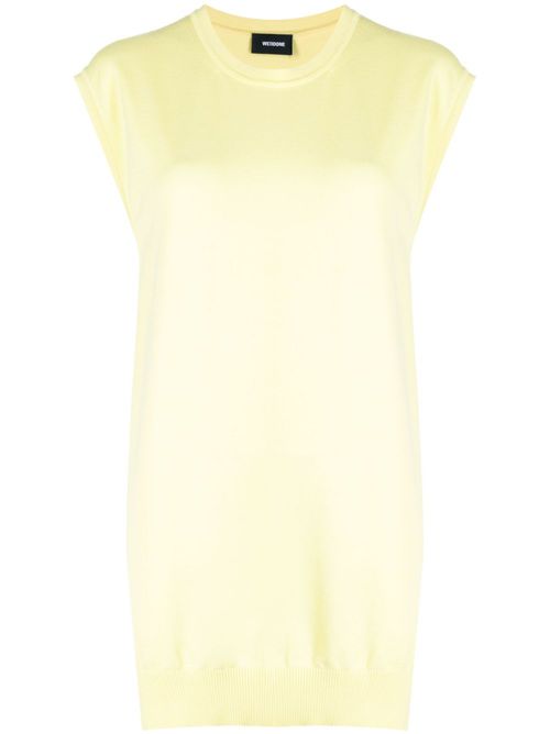 Cap-sleeved fine-knit dress - Yellow