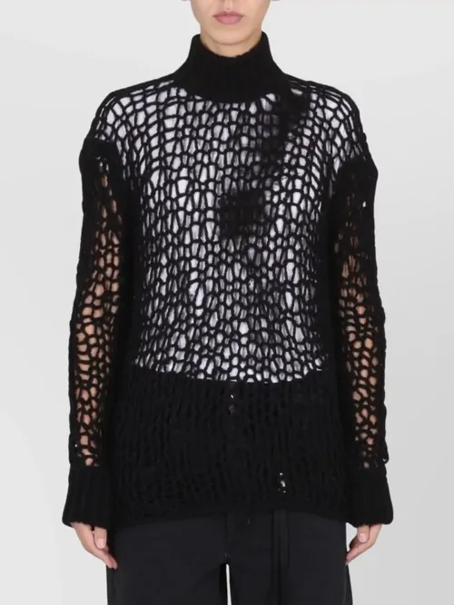 Ann Demeulemeester - high neck long sleeve knitwear
