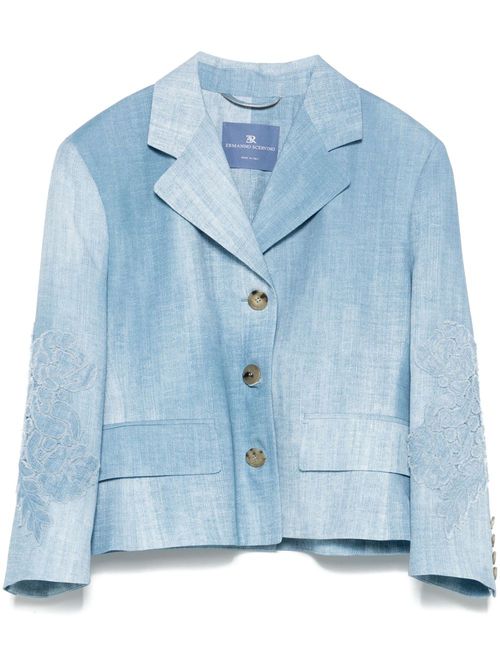 Lace-appliqué blazer - Blue
