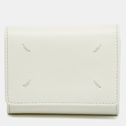 Maison Martin Margiela Four-Stitch White Leather Trifold Wallet