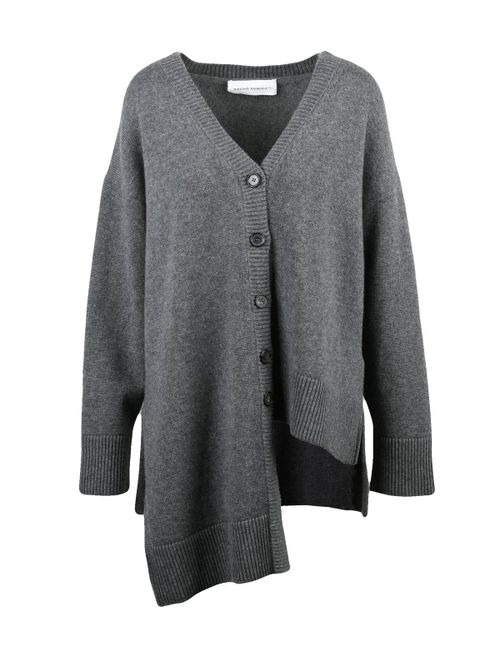 Grey Asymmetric Cashmere Cardigan