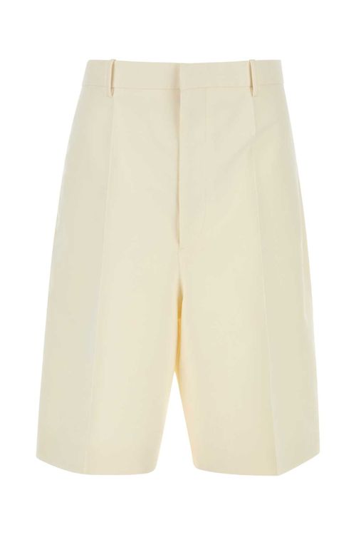 Cotton-Silk Blend Bermuda Shorts — White