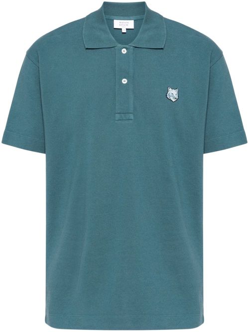 Bold Fox head patch comfort polo shirt - Blue