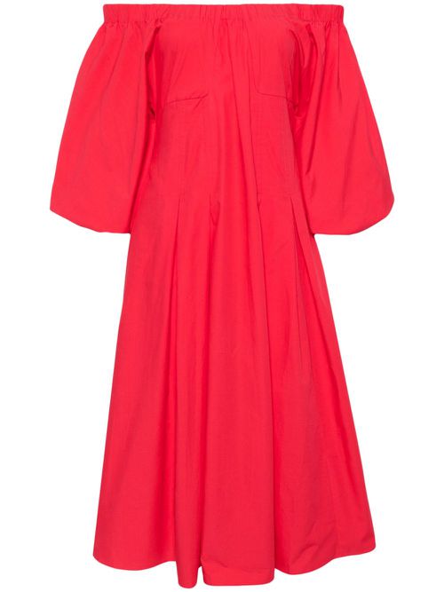 Greta organic-cotton midi dress - Red