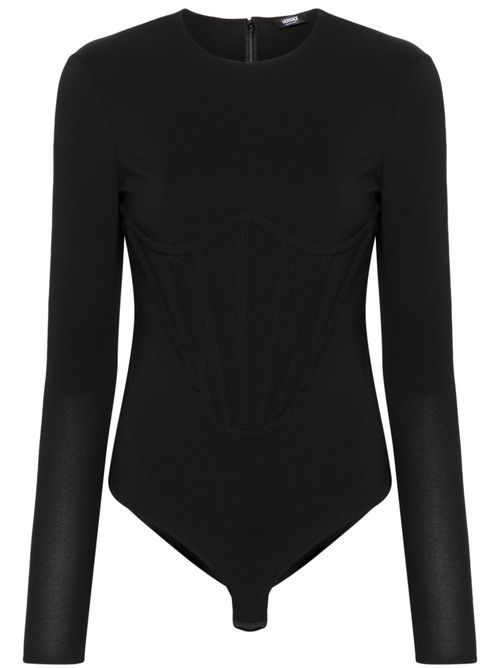 Boned crepe bodysuit - Black