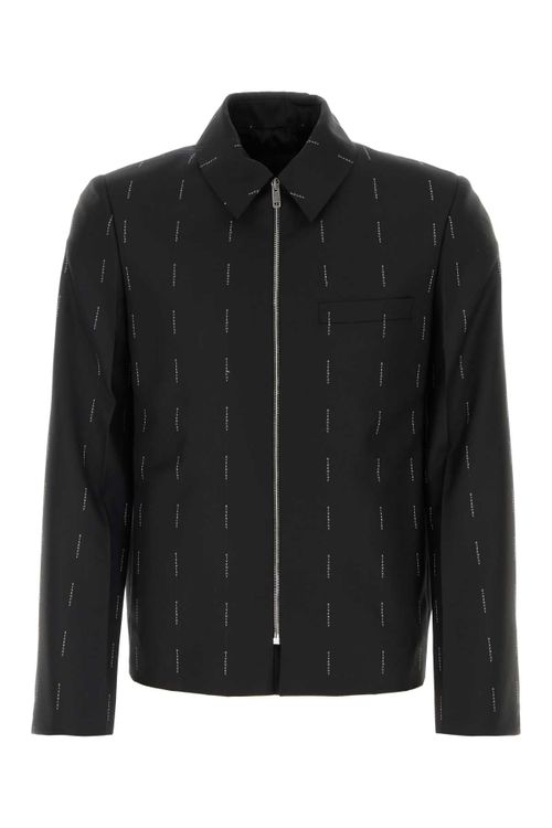 Embroidered Twill Blazer — Black