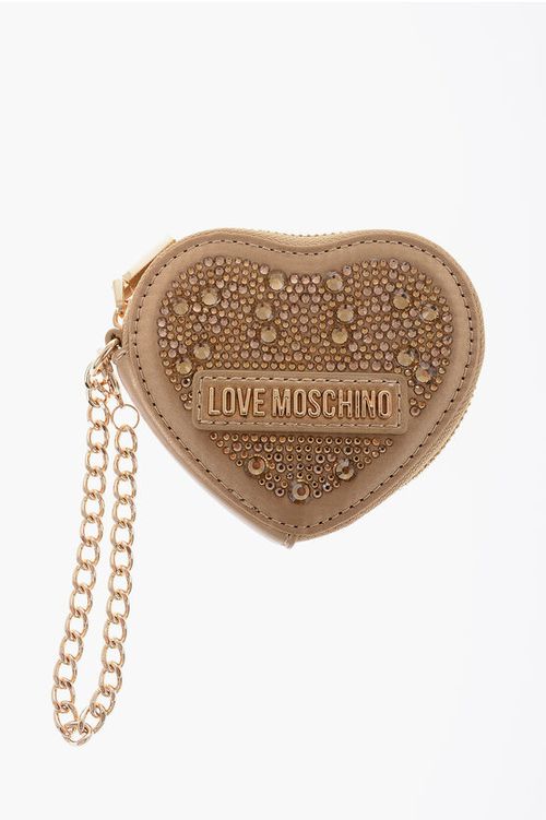 LOVE Heart-Shaped Coin Purse Embellished with Rhinestones