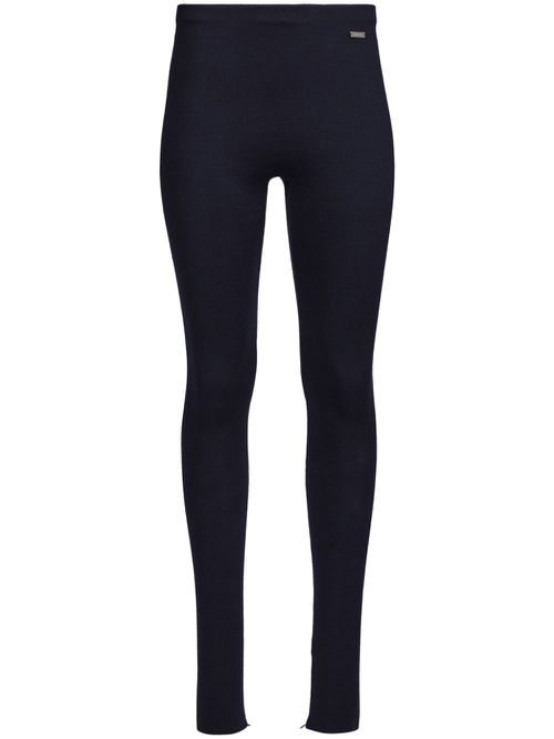 Logo-plaque knitted leggings - Blue