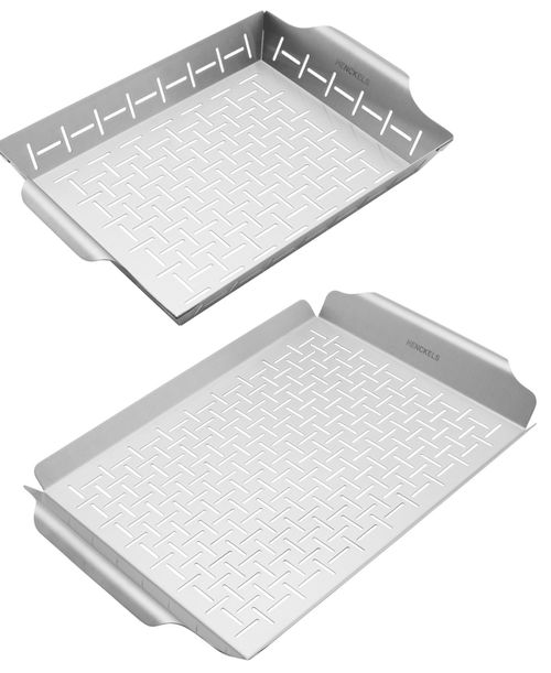 Bbq 2-Pc. Grill Topper and Basket Set - Stainless steel