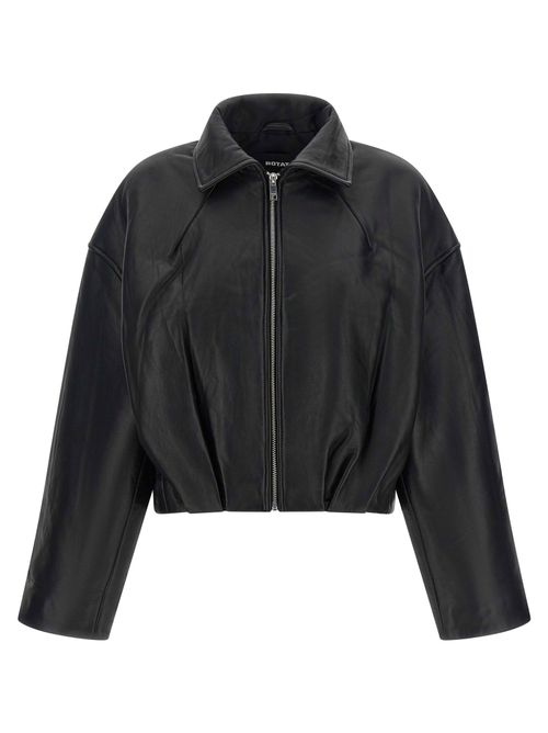 Boxy Leather-Effect Jacket — Black
