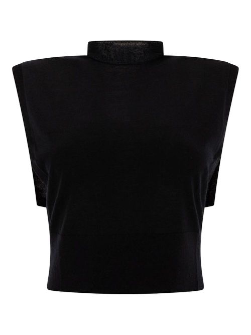 High-neck sleeveless top - Black