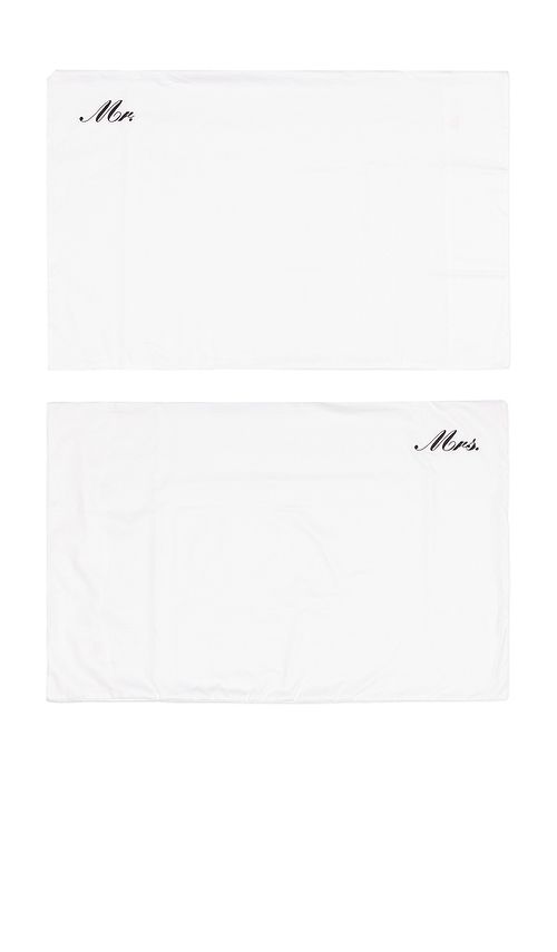 Abbode LOT DE TAIES D'OREILLER MR MRS MR MRS CORNER PILLOWCASE SET en White