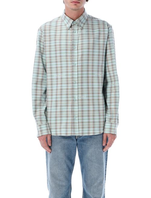 Check Flannel Shirt with All-Over Jacquard Lettering & Back Logo