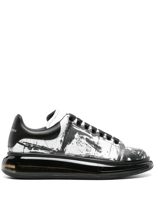 Abstract-print translucent-sole sneakers - White