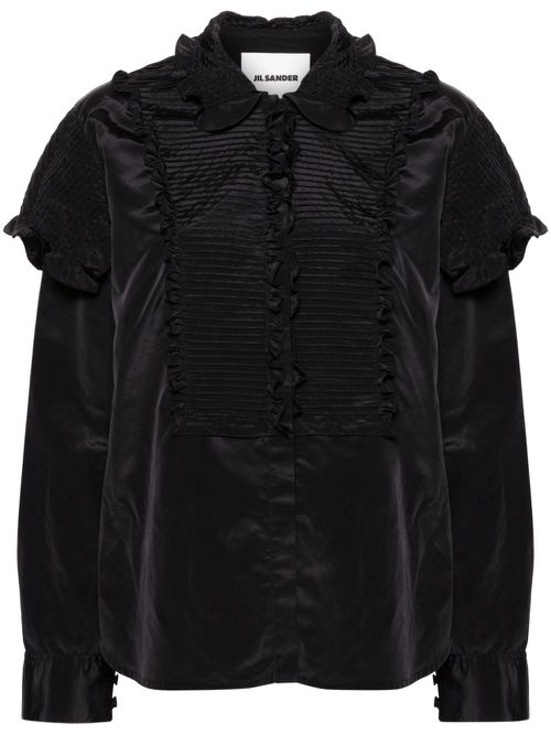 Ruffled button-up blouse - Black
