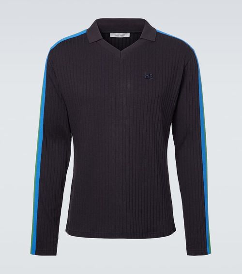 Ribbed-knit polo sweater