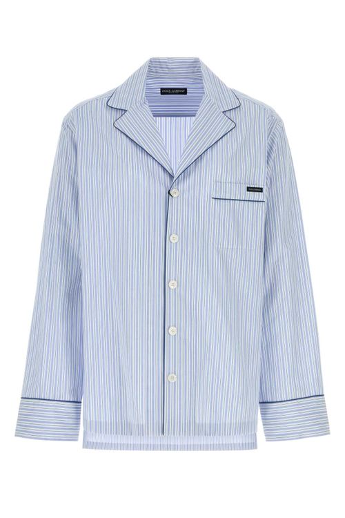Striped Cotton-Silk Shirt — Blue