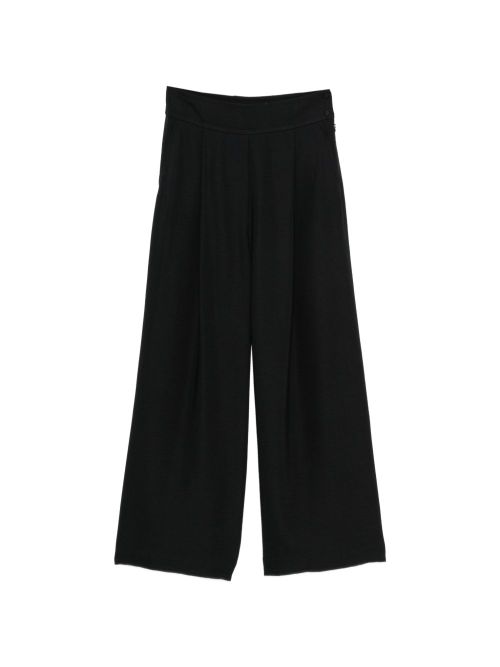 Wide-Leg Pleated Trousers — Black