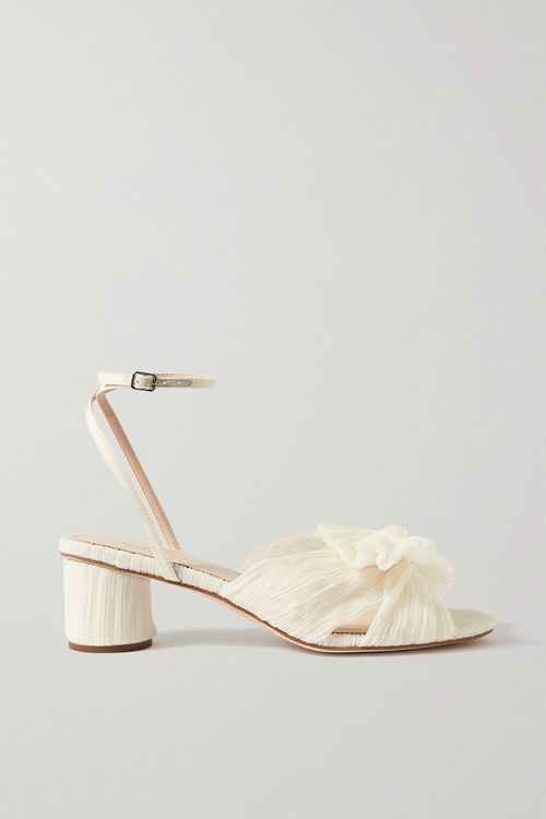 Dahlia Faux Leather-trimmed Plissé-organza Sandals - White